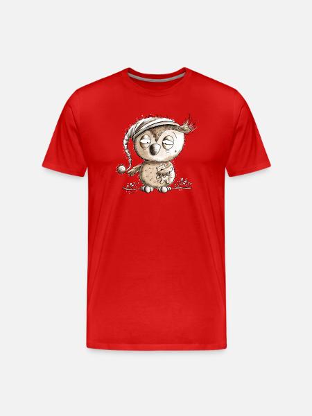Kleine Nachteule Eule - Männer Premium Bio T-Shirt - Rot