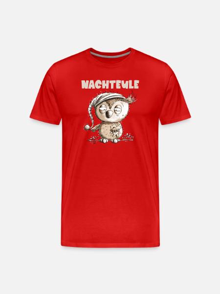 Drollige Nachteule Eule - Männer Premium Bio T-Shirt - Rot