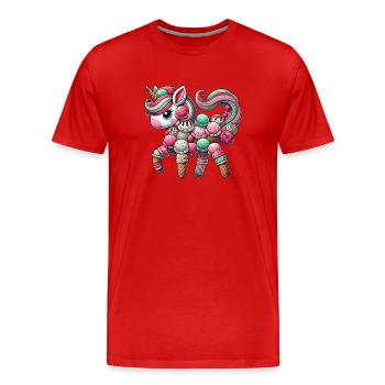 Einhorn Eis Kugel Eis Sommer Nachtisch skurril - Männer Premium Bio T-Shirt - Rot - Vorne - Damien (186cm)