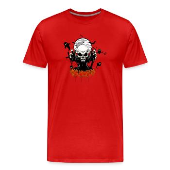 Schädel mit scharfen Zähnen - Männer Premium Bio T-Shirt - Rot - Vorne - Damien (186cm)