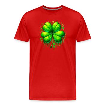 Trèfle à quatre feuilles - T-shirt bio Premium Homme - rouge - Devant - Damien (186cm)
