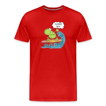 Frosch Surfer Wellenreiter Surfen Surfergirl - Männer Premium Bio T-Shirt - Rot - Vorne - Damien (186cm)