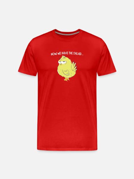 Küken mit Salat Spruch - Männer Premium Bio T-Shirt - Rot
