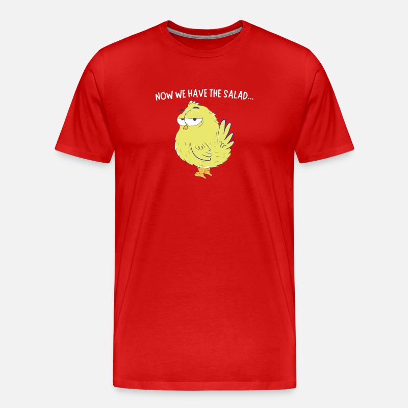 Küken mit Salat Spruch - Männer Premium Bio T-Shirt - Rot