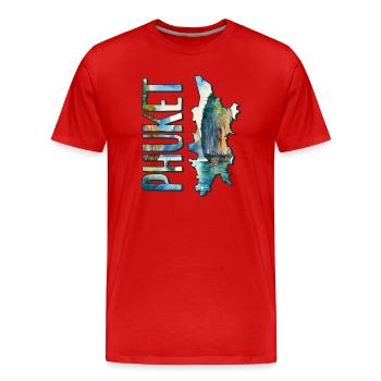 Aquarell Landkarte Phuket - Männer Premium Bio T-Shirt - Rot - Vorne - Damien (186cm)