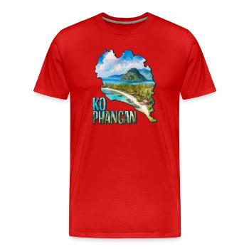 Watercolor Map Ko Phangan - Men's Premium Organic T-Shirt - red - Front - Damien (186cm)