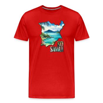 Carte aquarelle Ko Samui - T-shirt bio Premium Homme - rouge - Devant - Damien (186cm)