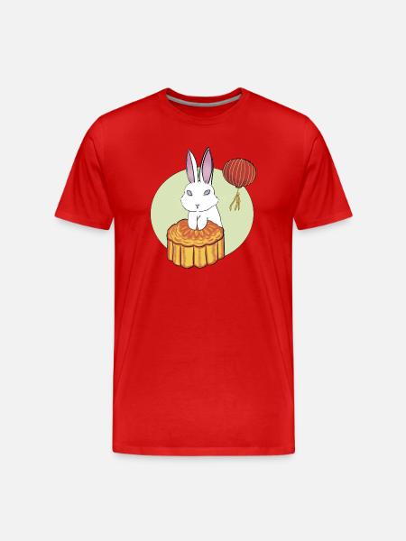 Mooncake Rabbit - Men's Premium Organic T-Shirt - red