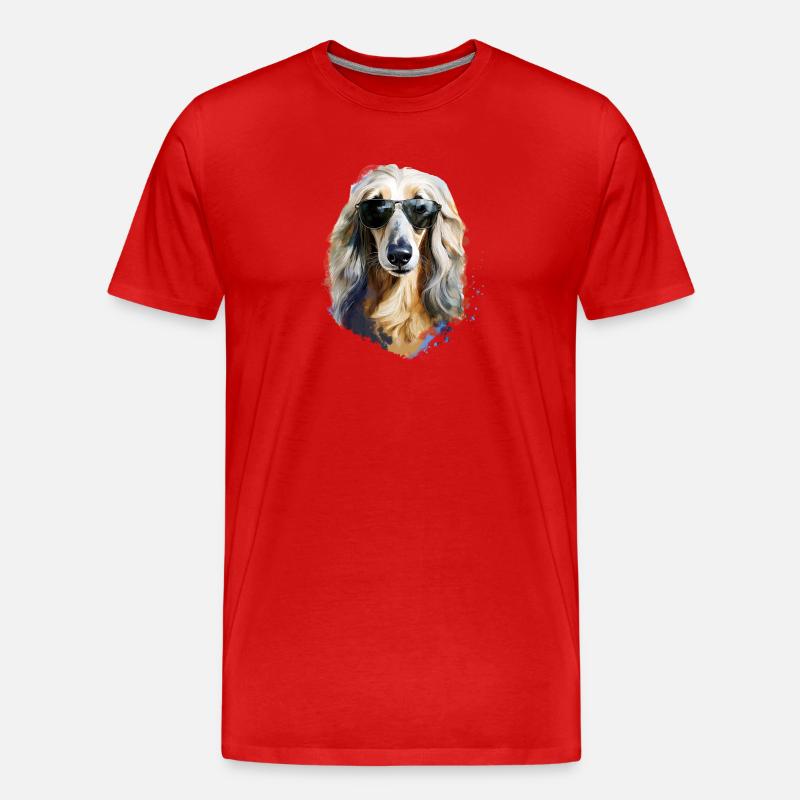 Afghan greyhound with sunglasses - Men's Premium Organic T-Shirt - red