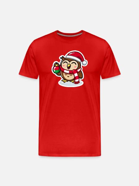 Wise Owl Christmas Cheer - Men's Premium Organic T-Shirt - red