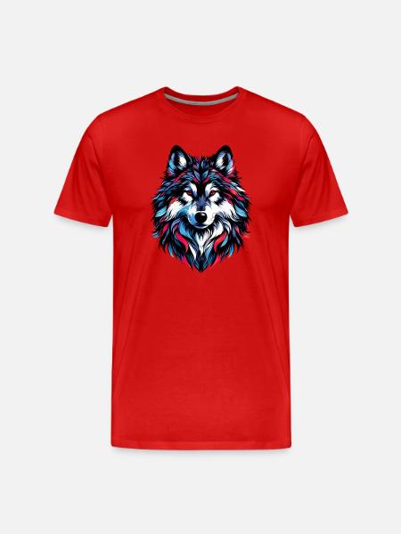 Wolf - Männer Premium Bio T-Shirt - Rot