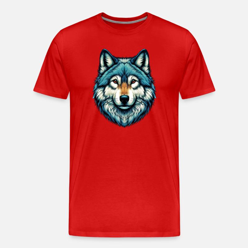 Wolf - Männer Premium Bio T-Shirt - Rot