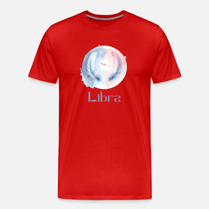 Elegantes Libra Sternzeichen Aquarell Geschenk - Männer Premium Bio T-Shirt - Rot