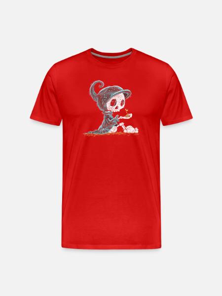 Skeleton Holding Plant Hope Emergence - Men's Premium Organic T-Shirt - red