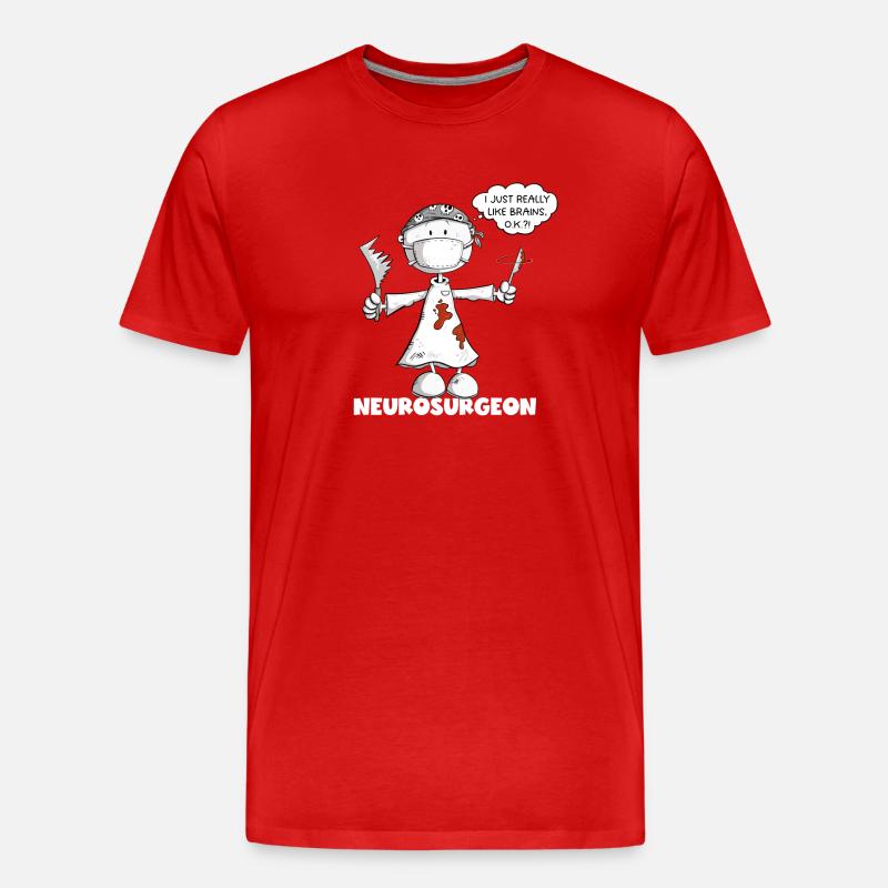 Neurochirurg Spruch Chirurg Strichmännchen Cartoon - Männer Premium Bio T-Shirt - Rot