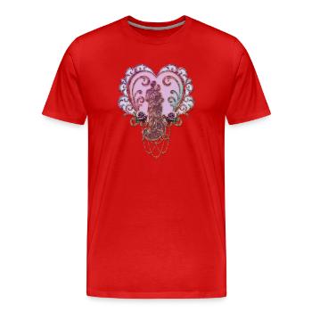 In the Embrace of the Heart. - Men's Premium Organic T-Shirt - red - Front - Damien (186cm)