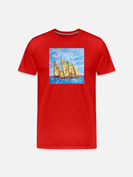 Fjordboot Segelregatte - Männer Premium Bio T-Shirt - Rot