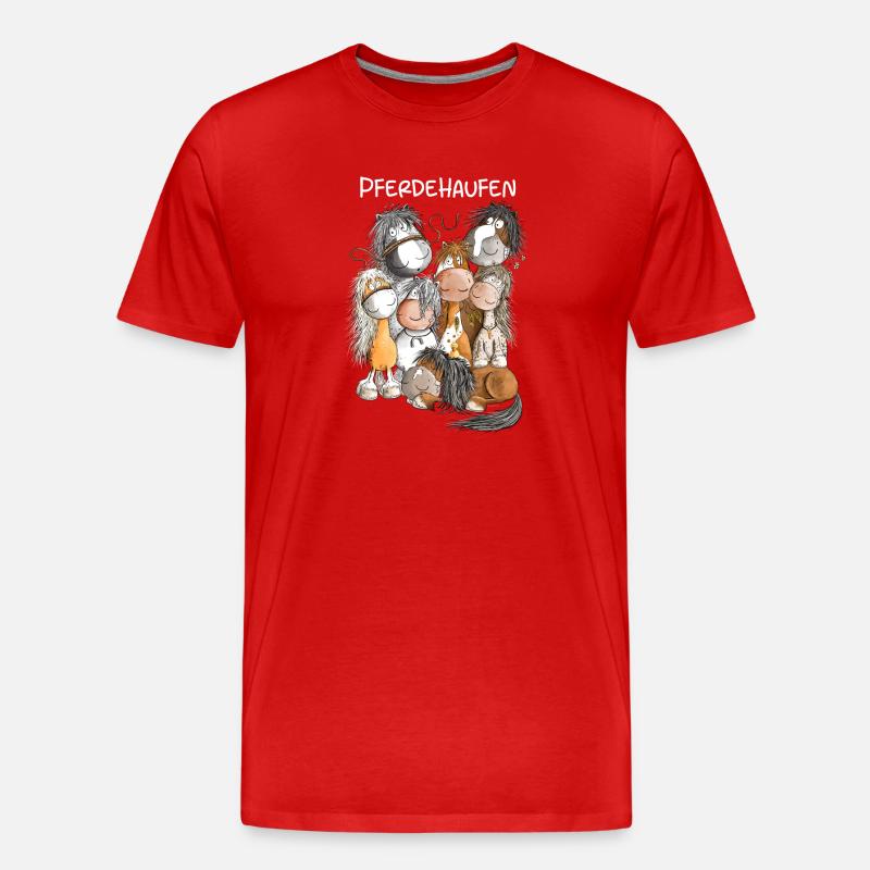 Pferdehaufen Pferde Team Herde Pferd - Männer Premium Bio T-Shirt - Rot