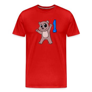 Number 1 Number One - Bear Motif - Men's Premium Organic T-Shirt - red - Front - Damien (186cm)
