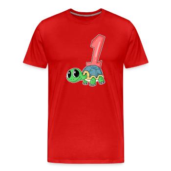 Number 1 Number One - Turtle Motif - Men's Premium Organic T-Shirt - red - Front - Damien (186cm)