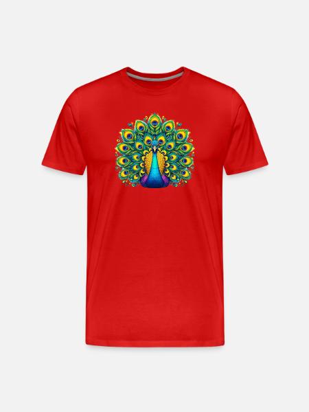 Peacock - Men's Premium Organic T-Shirt - red