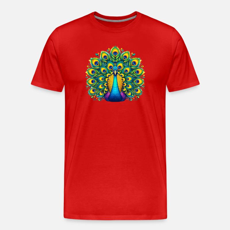 Pfau - Männer Premium Bio T-Shirt - Rot
