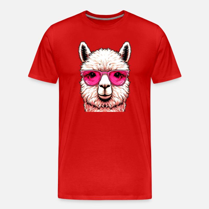 Alpaka - Männer Premium Bio T-Shirt - Rot
