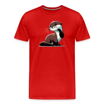 Otter - Männer Premium Bio T-Shirt - Rot - Vorne - Damien (186cm)