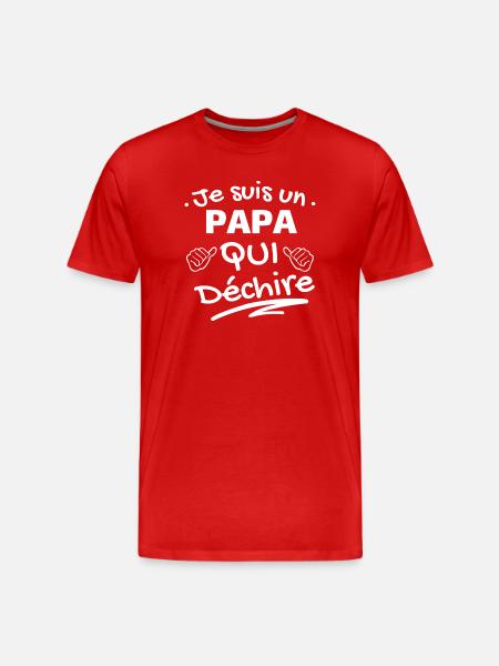 Humour Paternité Papa déchire - T-shirt bio Premium Homme - rouge