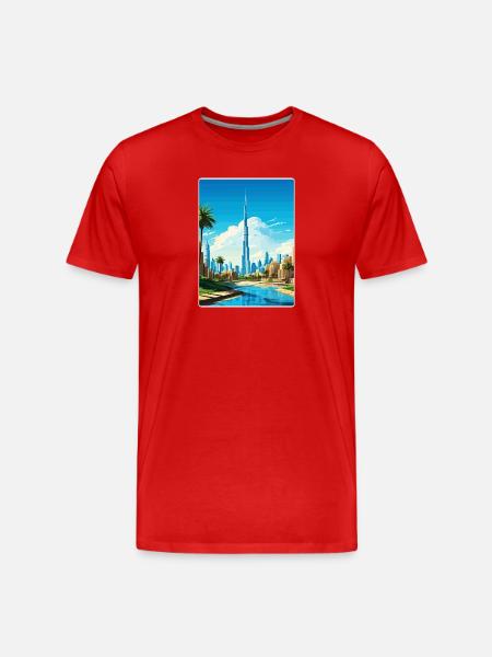 Dubai Skyline Illustration - Men's Premium Organic T-Shirt - red