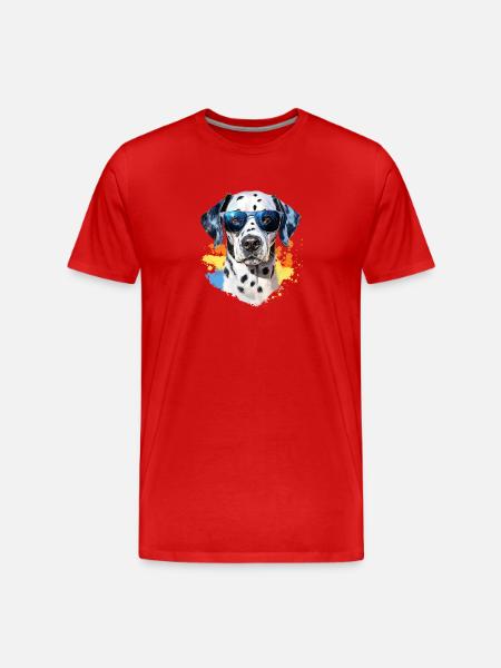 Dalmatian with sunglasses - Men's Premium Organic T-Shirt - red