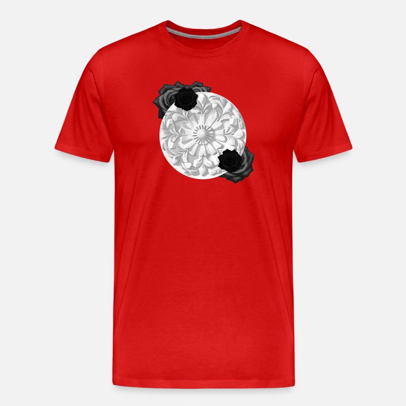 Grabstein Ornament, Rosenblüte, goth - Männer Premium Bio T-Shirt - Rot