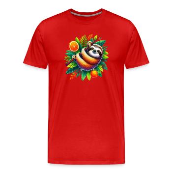 Paresse - T-shirt bio Premium Homme - rouge - Devant - Damien (186cm)