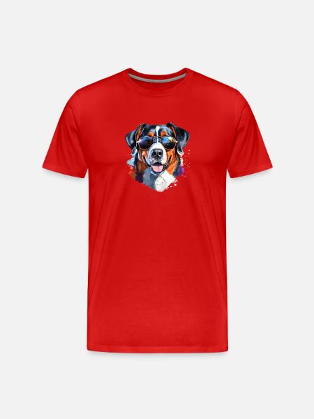 Entlebucher with sunglasses - Men's Premium Organic T-Shirt - red