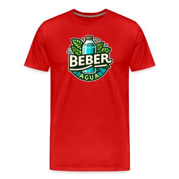 Boire de l’eau - T-shirt bio Premium Homme - rouge - Devant - Damien (186cm)