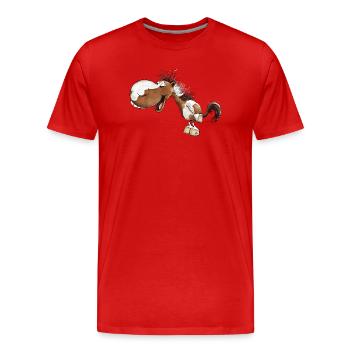 Laughing Horse Snail Horse Lover - Men's Premium Organic T-Shirt - red - Front - Damien (186cm)