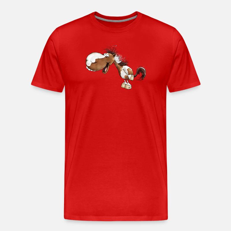 Lachendes Pferd Schecke Pferdeliebhaber - Männer Premium Bio T-Shirt - Rot
