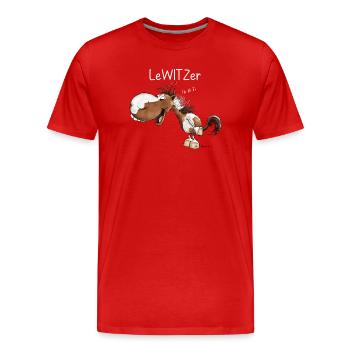Lachendes Pferd Lewitzer Pferderasse Wortspiel - Männer Premium Bio T-Shirt - Rot - Vorne - Damien (186cm)