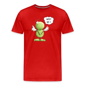 Frosch Engel Unschuld Who Me Spruch - Männer Premium Bio T-Shirt - Rot - Vorne - Damien (186cm)