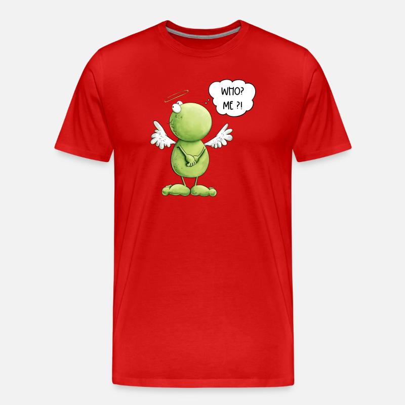 Frosch Engel Unschuld Who Me Spruch - Männer Premium Bio T-Shirt - Rot