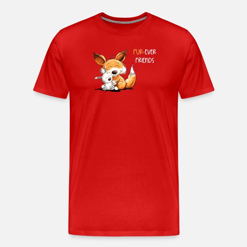 Fuchs Mit Hase Freundschaft Spruch - Männer Premium Bio T-Shirt - Rot