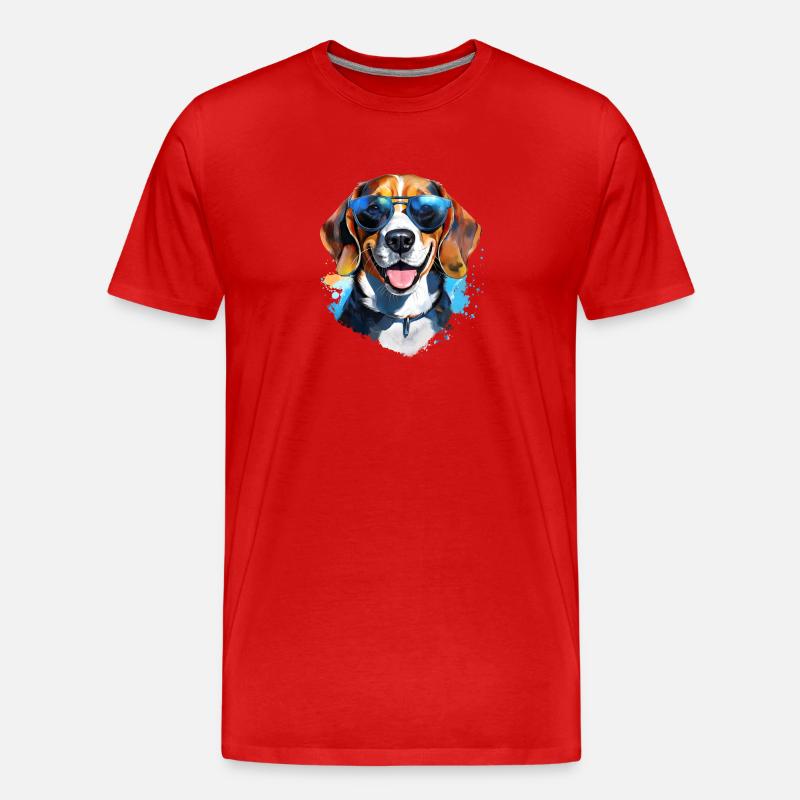 Beagle with sunglasses - Men's Premium Organic T-Shirt - red