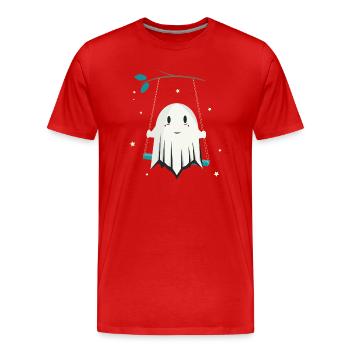 Fröhlicher Geist auf der Schaukel mit Sterne - Männer Premium Bio T-Shirt - Rot - Vorne - Damien (186cm)