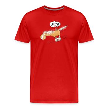 Pferd Mit Rollschuh Fährt Lustiger Pferde Spruch - Männer Premium Bio T-Shirt - Rot - Vorne - Damien (186cm)