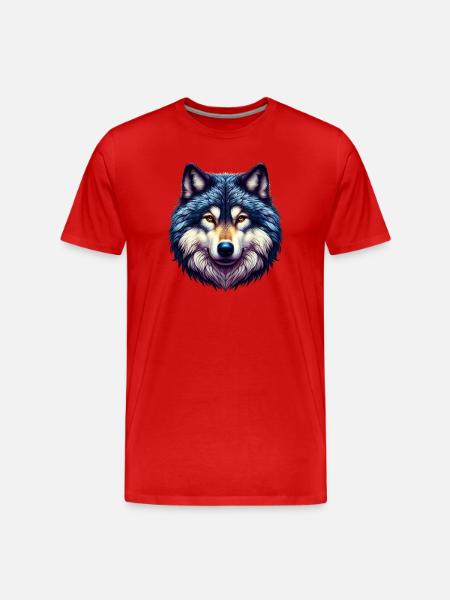 Wolf - Männer Premium Bio T-Shirt - Rot