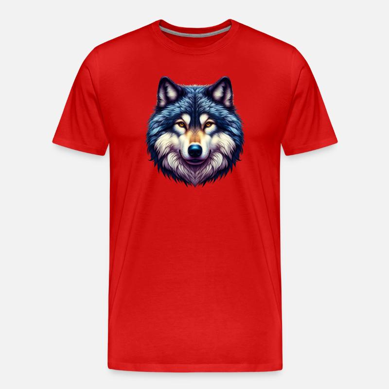 Wolf - Männer Premium Bio T-Shirt - Rot