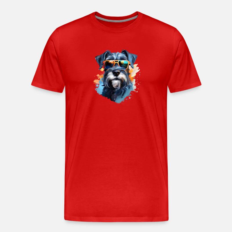 Schnauzer avec lunettes de soleil - T-shirt bio Premium Homme - rouge