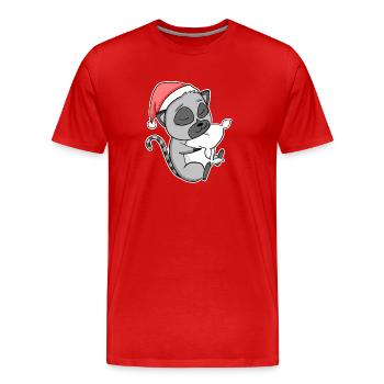 Lemurs Cute Tired Sleeping In Christmas - Men's Premium Organic T-Shirt - red - Front - Damien (186cm)