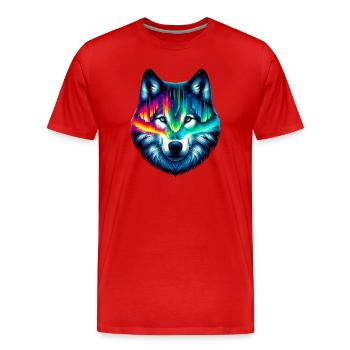 Wolf - Männer Premium Bio T-Shirt - Rot - Vorne - Damien (186cm)