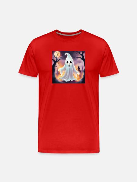 Ghost, Halloween, Scare - Men's Premium Organic T-Shirt - red